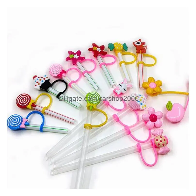 factory direct silicone straw topper rainbow reusable airtight splash proof drink straw sweet accessories tumbler straw topper