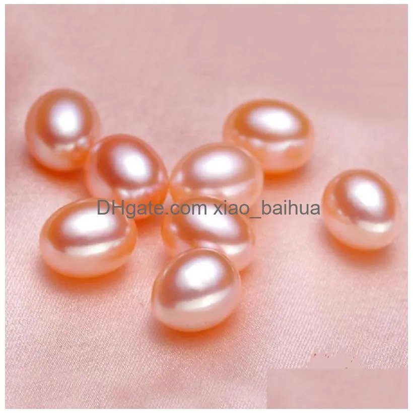 2017 new DIY elliptical high light Half a hole white pink purple Natural  water pearl 5-7mm loose beads of pearl wholesale