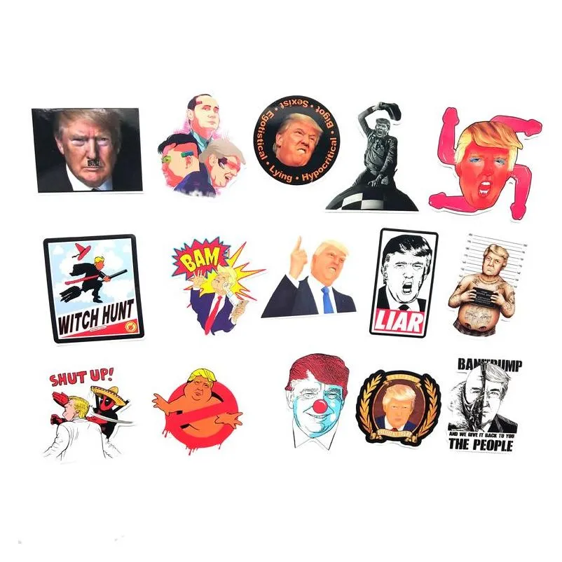 55 pcs Trump Car Stickers funny graffiti For Laptop Skateboard Pad Bicycle Motorcycle PS4 Phone Luggage Decal Pvc guitar Bumper