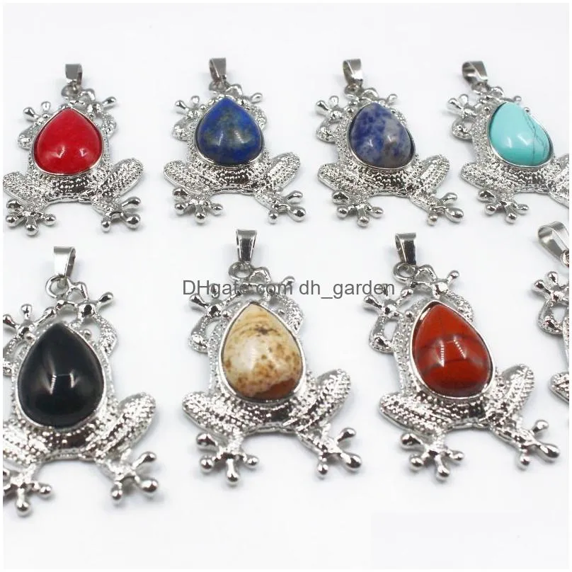 Charms Natural Stone Frog Style Pendants Amethyst Opal Pink Crystal Pendant For Jewelry Making Necklaces Drop Delivery Findin Dhgarden Dhcil