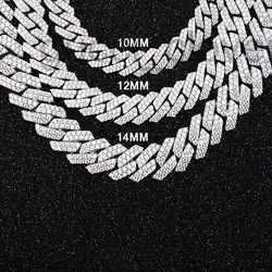 Yu ying Pass diamond test 8-14mm Wide GRA Moissanite diamond 18k gold Sterling Silver Cuban link chain for Men Hip Hop Necklace