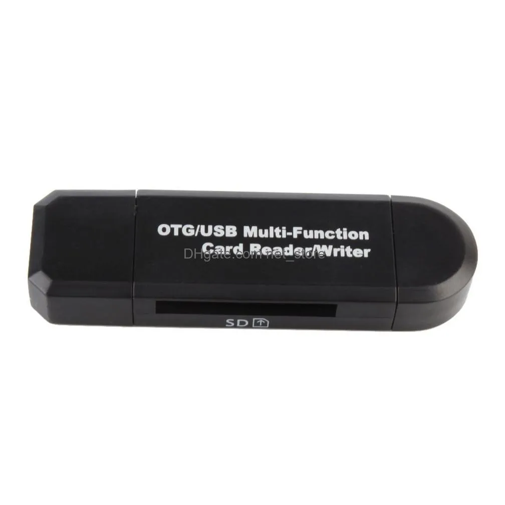 2 in 1 memory card readers otg/usb multi-function card reader/writer for pc smart mobilephones with bag or box pacakge