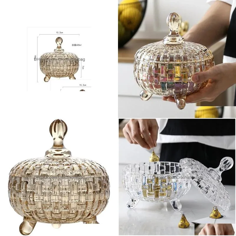 Storage Bottles & Jars European Crystal Glass Candy Cup Creative Living Room Lead Cans Drop Delivery Home Garden Housekeeping Organiza Dhaoi