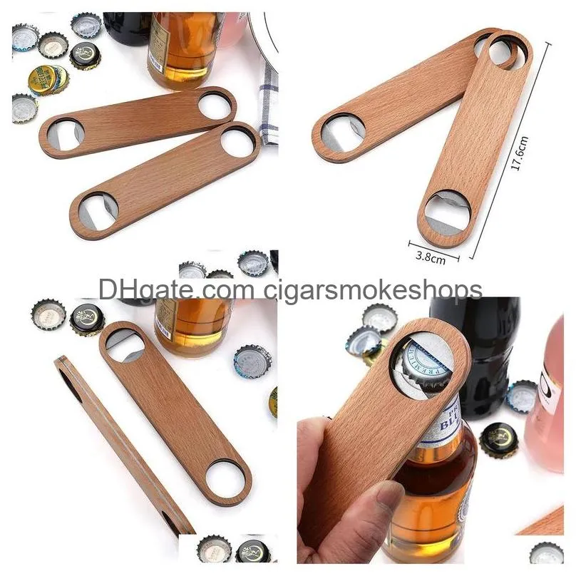 Openers Big Wood Handle Bartender Bottle Opener Wine Beer Soda Glass Cap Kitchen Bar Tools Factory Wholesale Drop Delivery Home Garden Dhzup