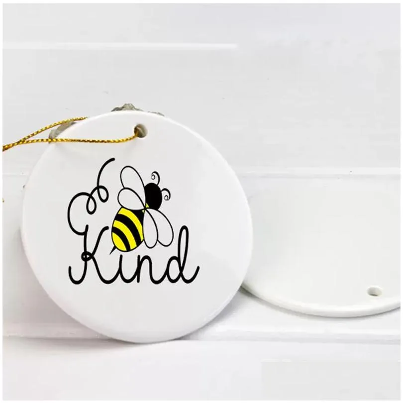 Christmas Decorations Sublimation Tile Ornament Pendant Hanging Decoration 3 Inch Round Coating For Diy Lovers Drop Delivery Home Gard Dhfyx