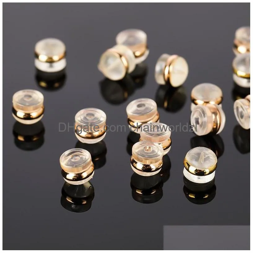 Earring Back 50Pcs/Bag Round Shape Sile Earplugs Stud Backs Support Plug Earrings Jewelry Accessories Drop Delivery Findings Componen Dh4Qr