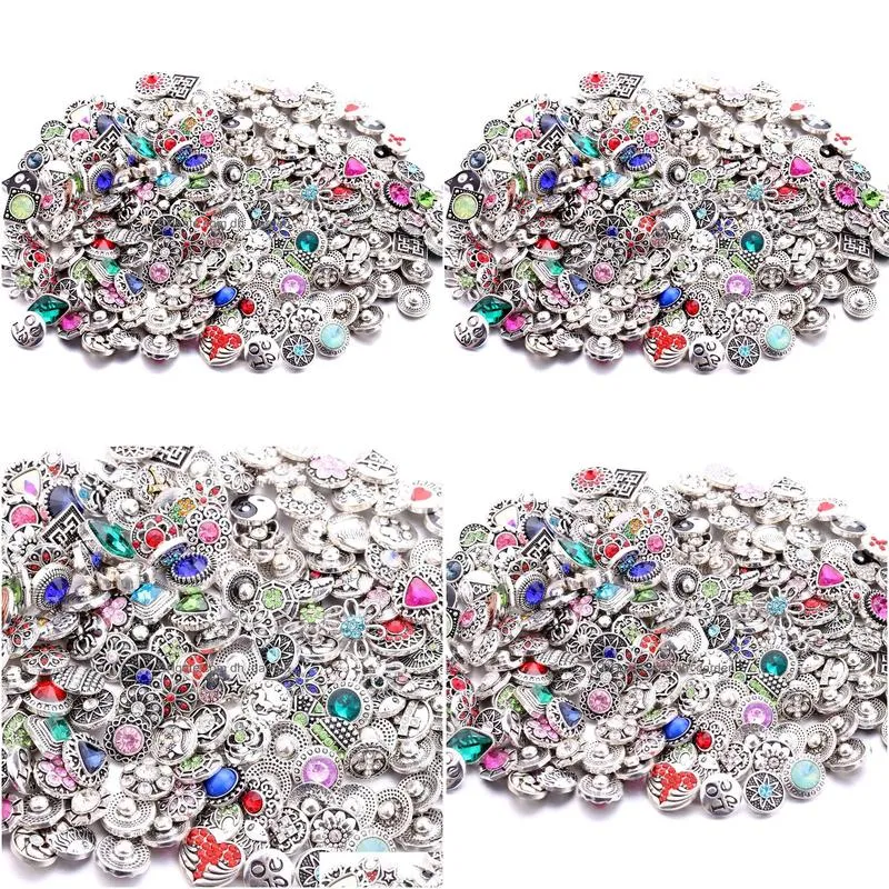 Clasps & Hooks 12Mm Snap Button Jewelry Earrings Bracelet Necklace Diy Crystal Rhinestone Flower Metal Buttons Charms Drop D Dhgarden Dhyjt