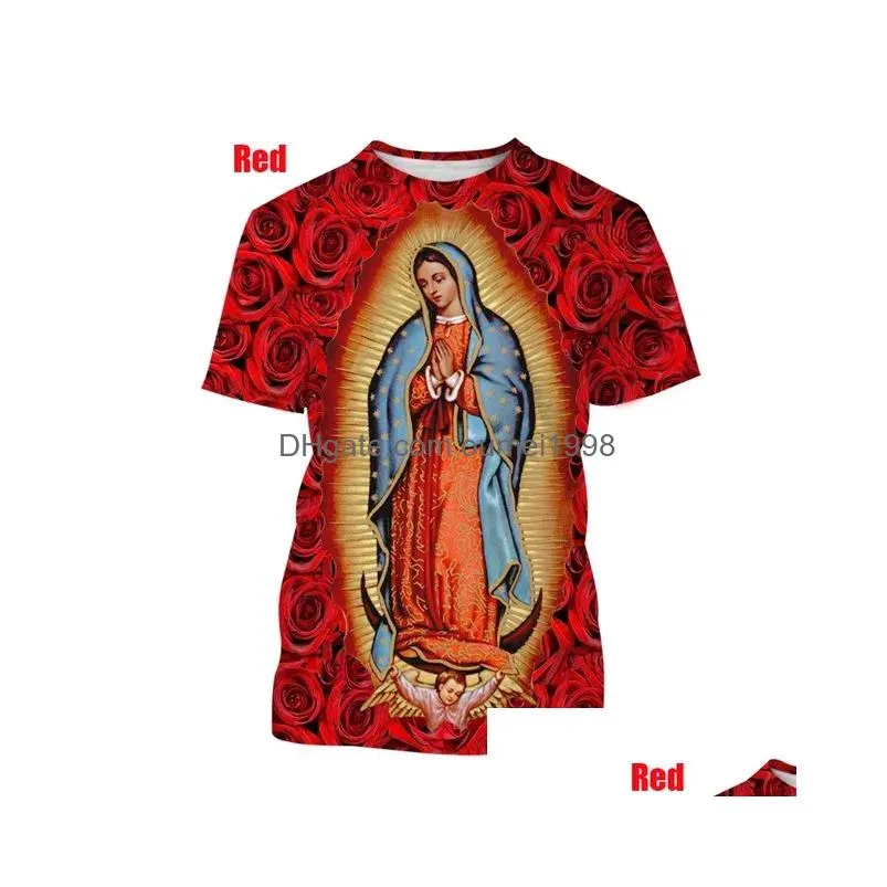 Men`S T-Shirts 2022 New Summer Fi 3D T-Shirt Bled Virgin Mary Jesus Print Faith Love Hope Men/Women Persality Stylish Casual T Shirt L Dhyx4
