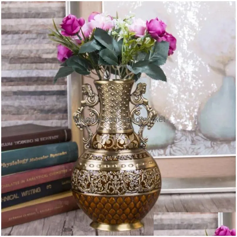 vases vintage home decor antique floral carving metal vase luxury desktop art craft decoration ornament gift