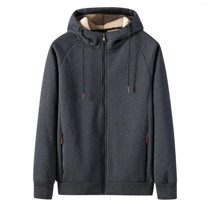 Men`s Hoodies Men Cashmere Hoodie Thick Fleece Zip Up Sweatshirts Lamb Male Oversized Warm Jackets Plush Coats