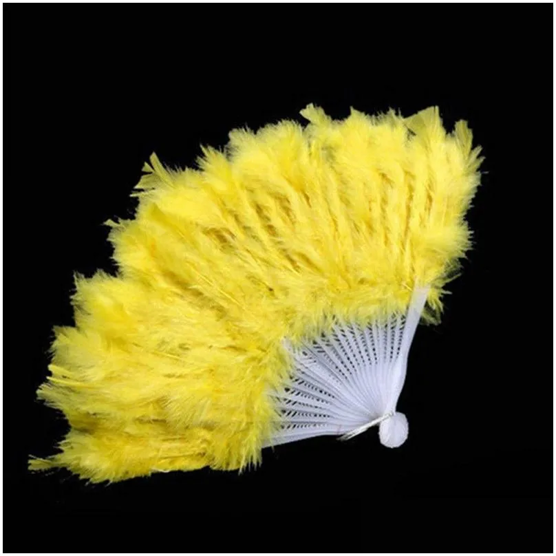 Party Favor Folding Feather Fan Colors Hand Held Vintage Chinese Style Dance Wedding Craft Fansgc A Drop Delivery Dh90C