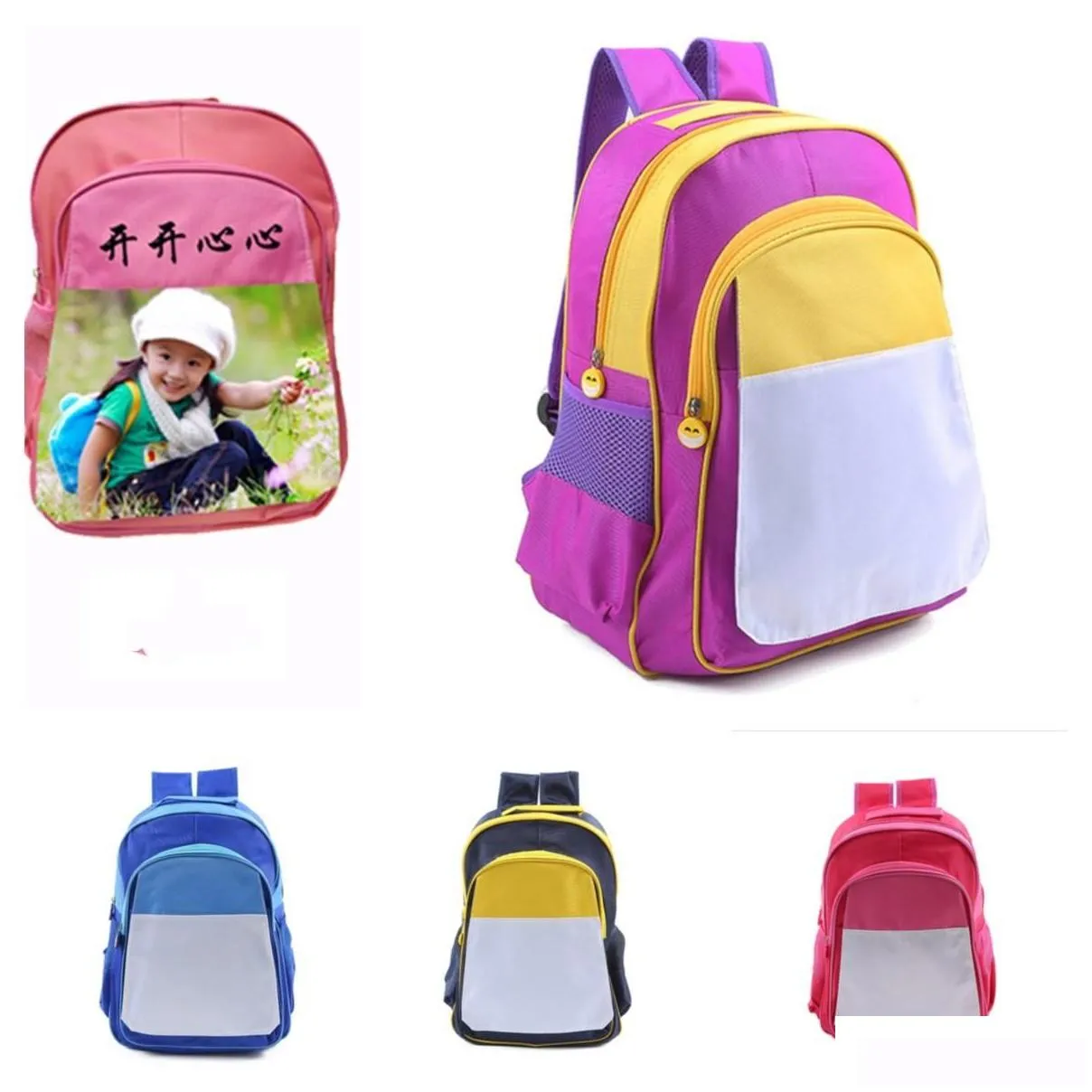 2021 DIY Thermal Transfer Backpack Kids Sublimation Blank Shoulders Bags Colorful Christmas Students Junior`s School Bag Totes Gifts