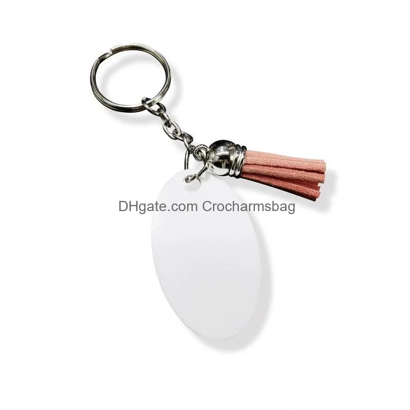 Pendants Sublimation Acrylic Keychains With Tassel Double Side For Diy White Blank Plastic Ornaments Diffrient Shapes Heat Transfer Dr Dhhuf