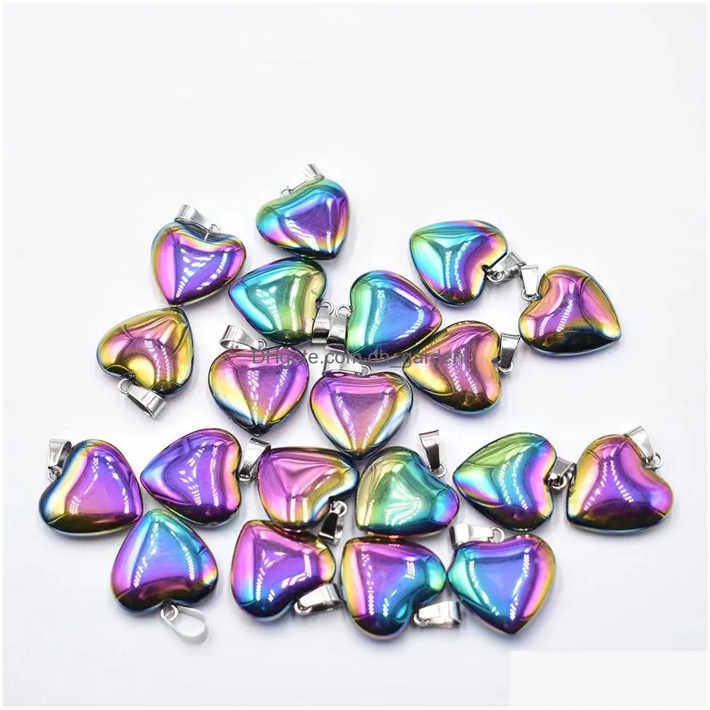 Charms Love Heart Stone Pendants 20Mm Wholesale 20/Lot Natural Colorf For Diy Jewelry Making Women Gift Drop Delivery Finding Dhgarden Dhgih