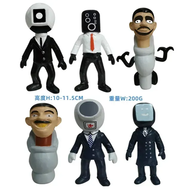 Decorative Objects Figurines Skibidi Toilet Figure Et Cameraman Figuras Toy Tv Man Plastic Pvc Doll Cake Topper Decor 230928