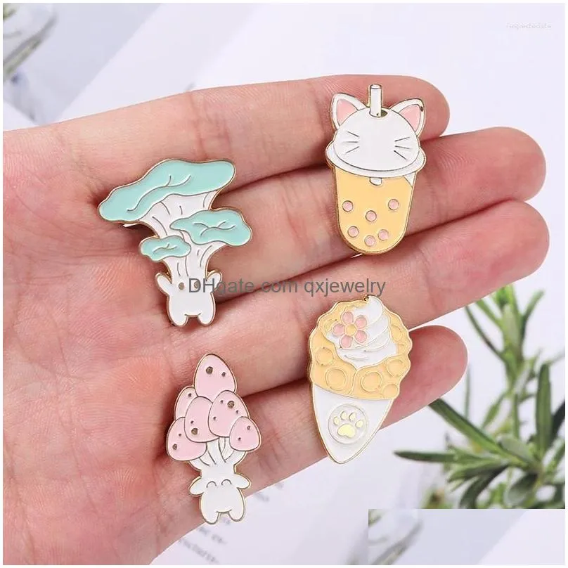 Pins, Brooches Mushroom Enamel Pins Plant Lapel Metal Badge For Backpack Hat Bags Accessories Jewelry Gift Friends Wholesale Drop Del Dh0Ns