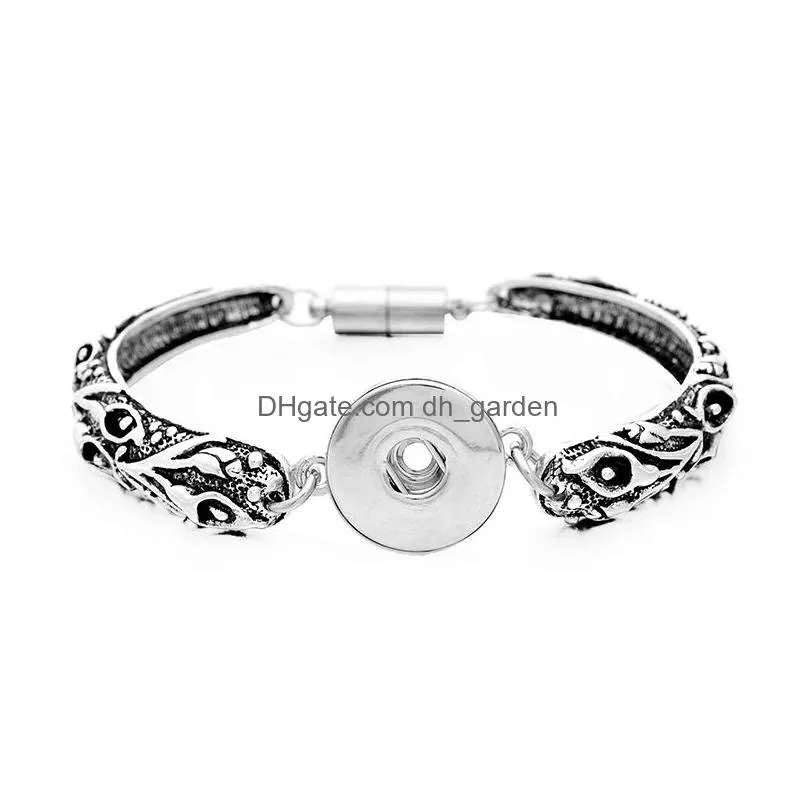Charm Bracelets Vintage 6Styles Metal 18Mm Snaps Buttons Jewelry Magnetic Snap Button Bracelet For Women Men Drop Delivery Dhgarden Dhwxa