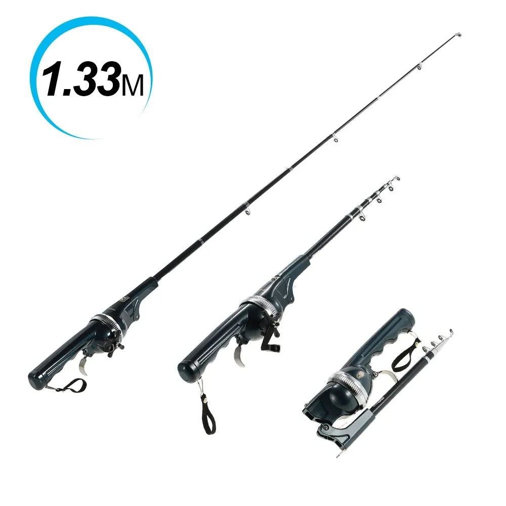 133/158CM Telescopic Mini Fishing Rod Folding Pole Combo Fiberglass Reel Lure Fishing Spinning Rod Fish Tackle Set Peace