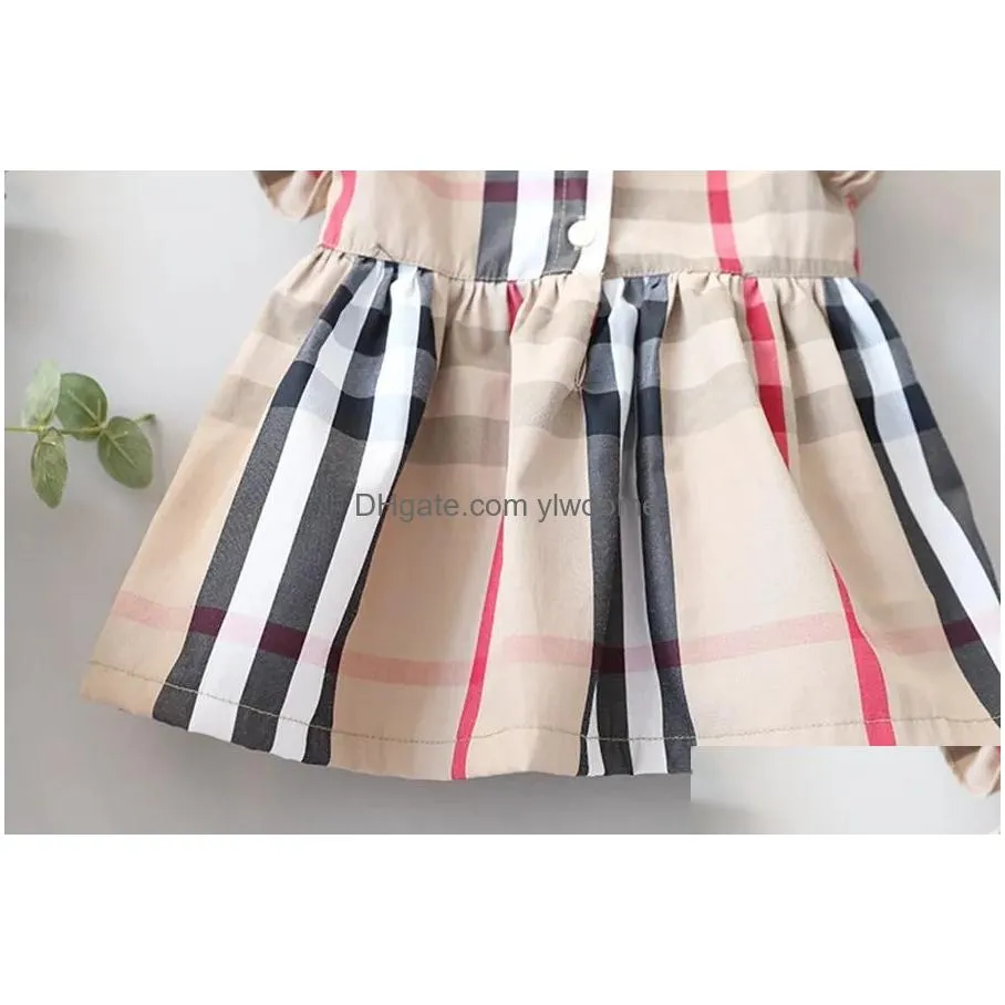 Girl`S Dresses Kids Clothes Designer Girls Fashion Summer Baby Plaid Striped Newborn Dress Children Princess Drop Delivery Baby, Mater Dhmt8