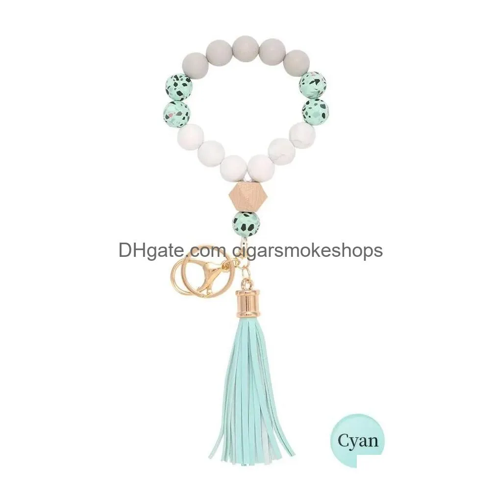 Party Favor Sile Bead Bracelet Female Tassel Key Chain Pendant Rubber Wristband Bangles Wrist Ring Jewelry New Drop Delivery Home Gard Dhmzc