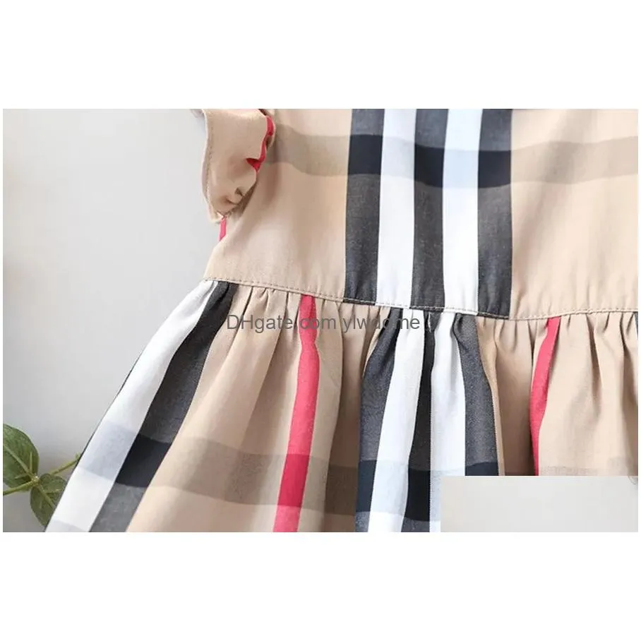 Girl`S Dresses Kids Clothes Designer Girls Fashion Summer Baby Plaid Striped Newborn Dress Children Princess Drop Delivery Baby, Mater Dhmt8