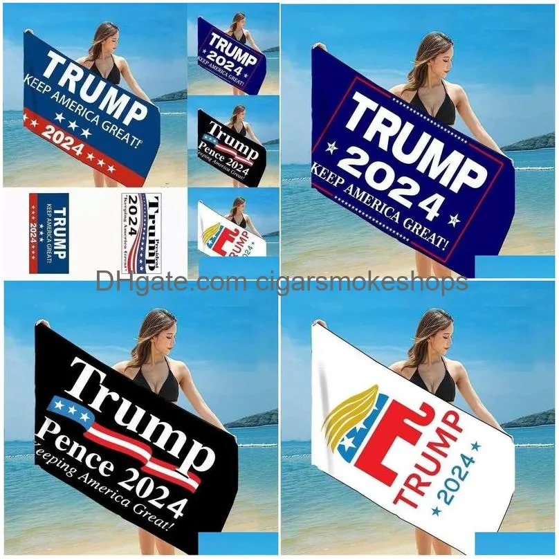 Banner Flags Quick Dry Fabric Bath Beach Towels President Trump Towel Us Printing Mat Sand Blankets For Travel Shower Swimming New Dro Dhssb