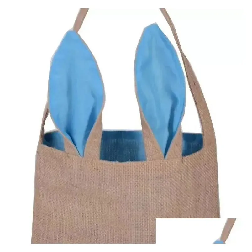 cute cotton linen easter bunny ears basket bag for easter gift packing easter handbag for child fine festival gift