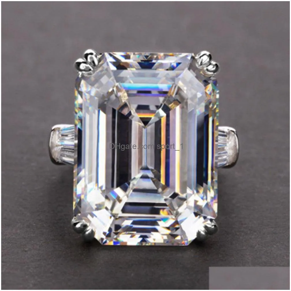 2020 sterling silver created emerald cut diamond wedding engagement cocktail women moissanite rings fine jewelry