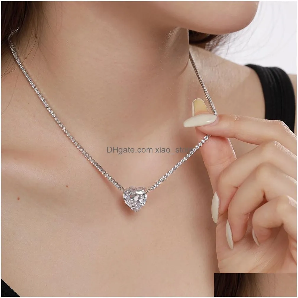 s925 sterling silver love heart designer necklace sweet wedding jewelry choker nature austrian crystal sailormoon full diamond chain shining charm