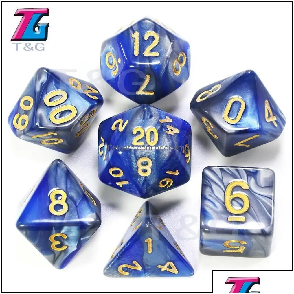 gambing leisure sports games outdoors mixed color dice set d4-d20 dungeons and dargon rpg mtg board game 7pcs/set drop delivery 2021