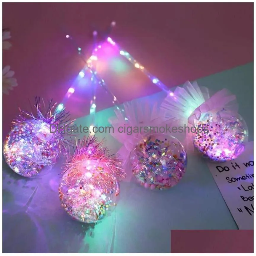 Party Favor Princess Light-Up Magic Ball Wand Glow Sticks Witch Wizard Led Wands Halloween Chrismas Rave Toy For Kids Drop Delivery Dhosc