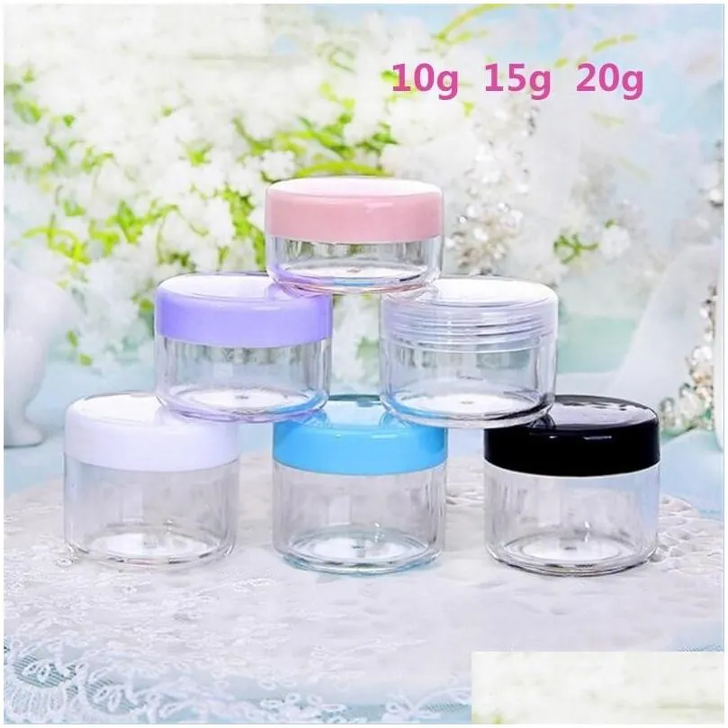 wholesale car dvr packing bottles 10g 15g 20g jar cosmetic sample bottle empty container clear plastic pot jars makeup containers for lip balm eye sha