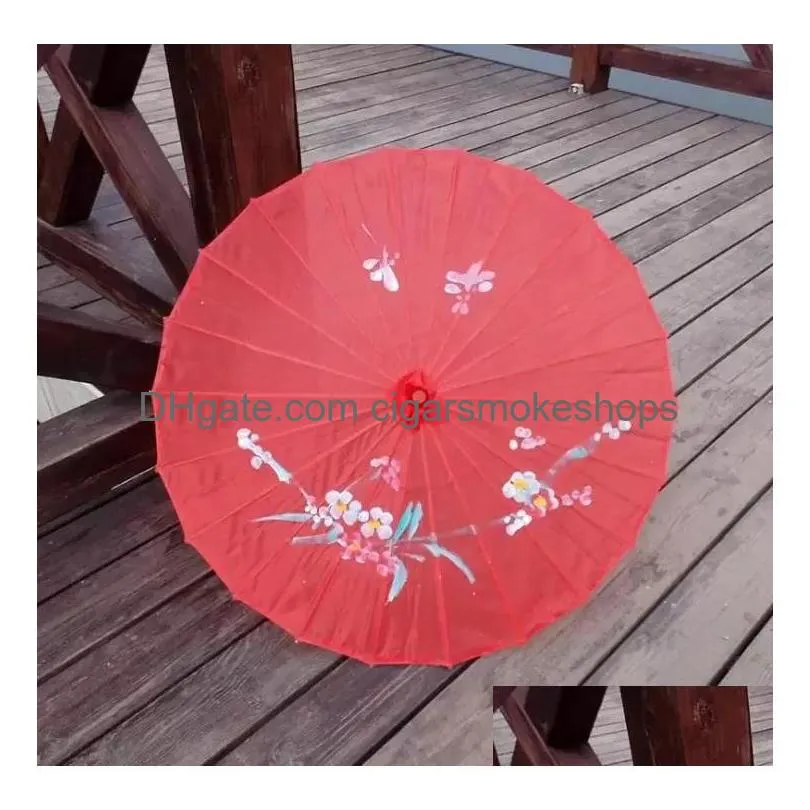 Party Favor Adts Chinese Handmade Fabric Umbrella Travel Candy Color Oriental Parasol Umbrellas Wedding Tools Fashion Accessories Drop Dhqre
