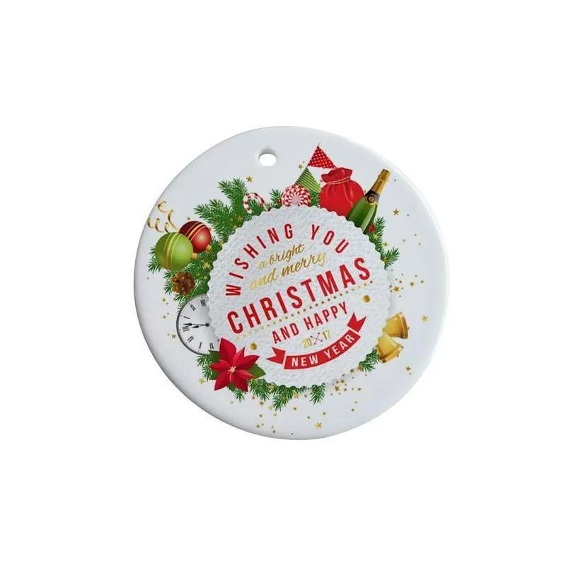 Christmas Decorations Sublimation Tile Ornament Pendant Hanging Decoration 3 Inch Round Coating For Diy Lovers Drop Delivery Home Gard Dhfyx