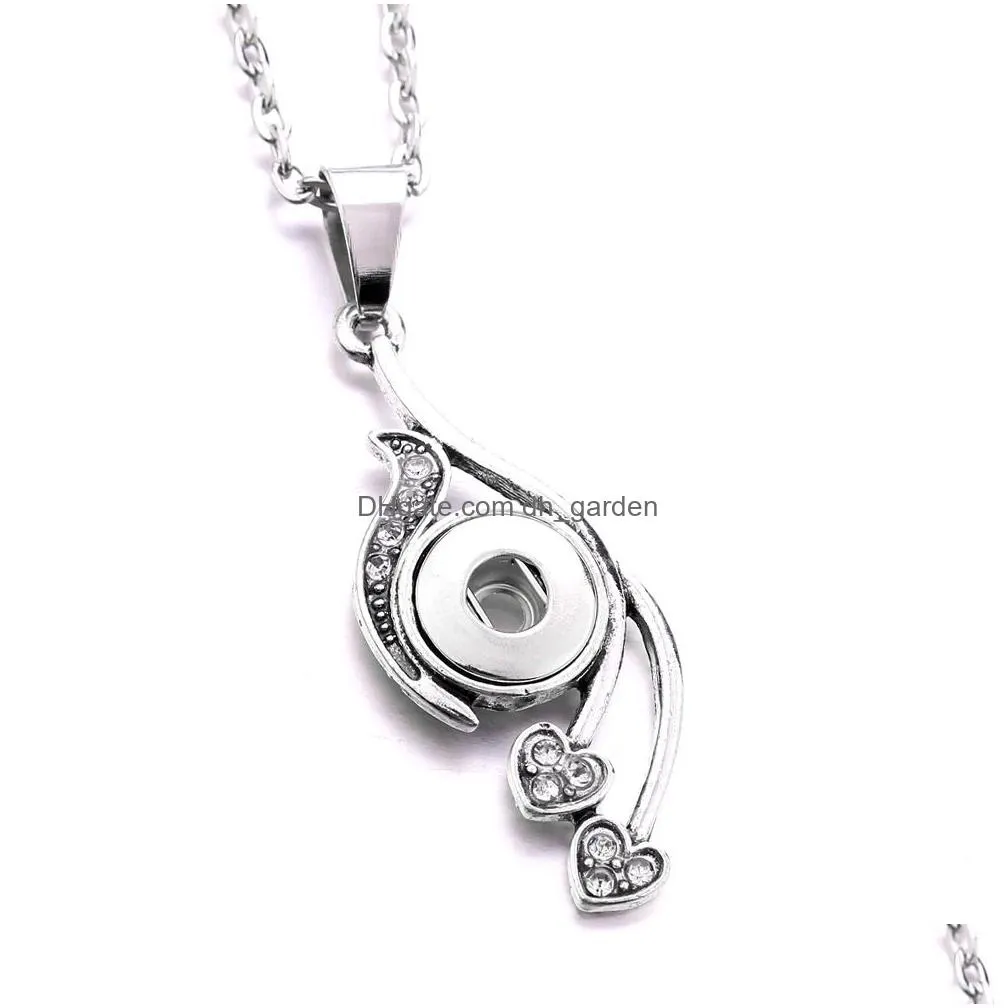 Pendant Necklaces Vintage Metal 12Mm Snap Button Necklace Fit Heart Moon Sun Buttons Jewelry Drop Delivery Pendants Dhgarden Dhvpn