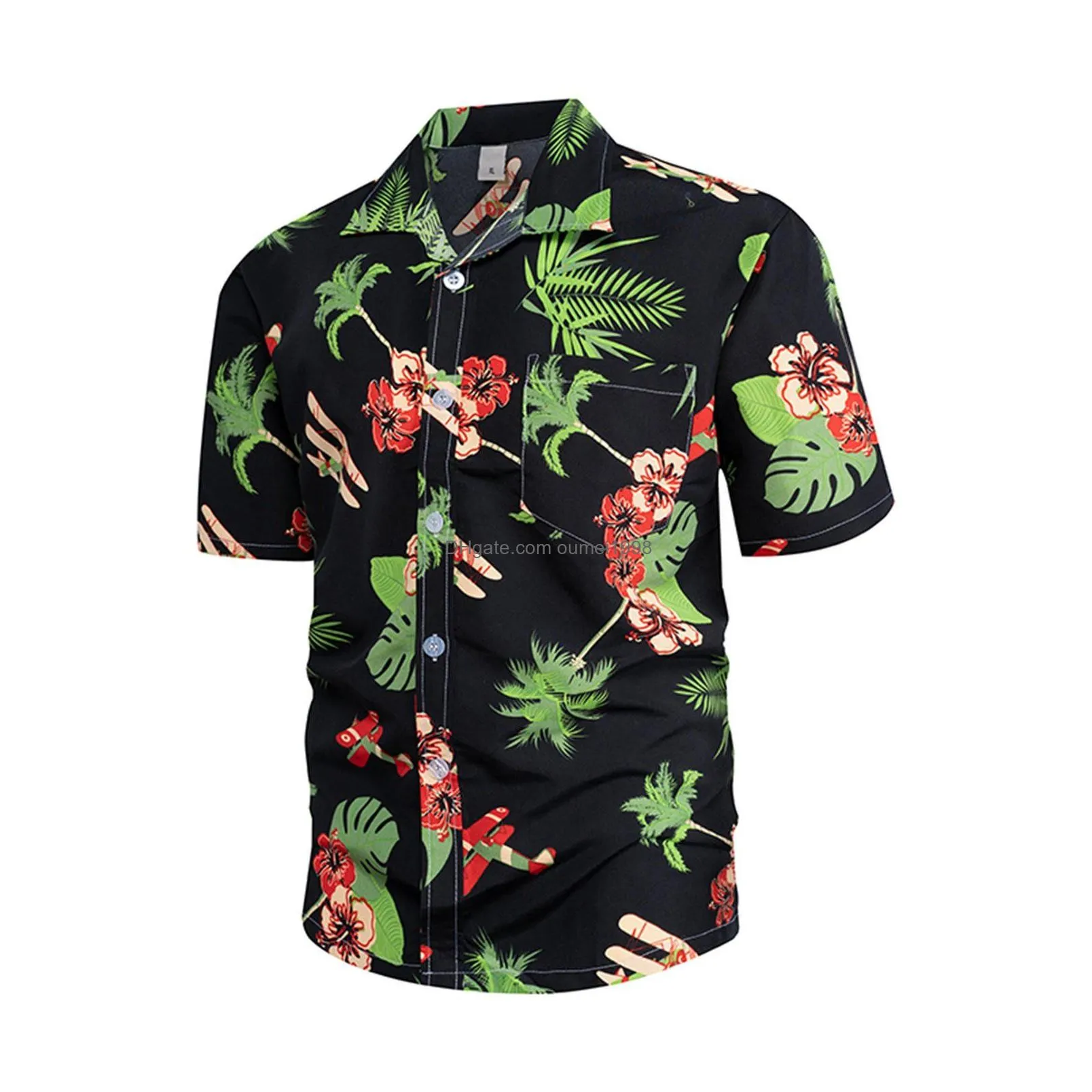 Men`S Dress Shirts Shirt For Mens Hawaiian Banana Fruit Casual 3D Printed Beach Short Sleeve Brand Imported Clothing Plus Size Street Dhv7T