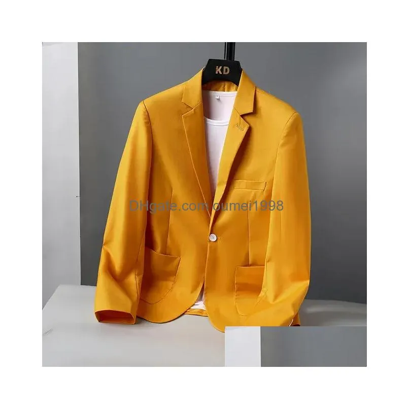 Men`S Suits & Blazers 2023High-Quality Mens Casual Handsome Party Suit Jacket Busin Fi Single West Small British Style Dr Tide Q6Va D Dhfo8