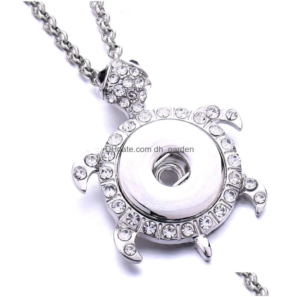 Pendant Necklaces New Snap Button Necklace Fit 18Mm Metal Buttons Jewelry Rhinestone Flower Heart Round Drop Delivery Pendant Dhgarden Dh7Ns
