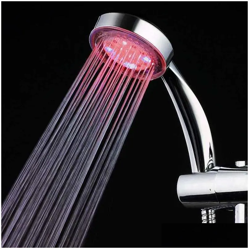 Shower Head Led Rainfall Shower Sprayer Automatically Color-Changing Temperature Sensor Water Saving Showerhead For Bathroom