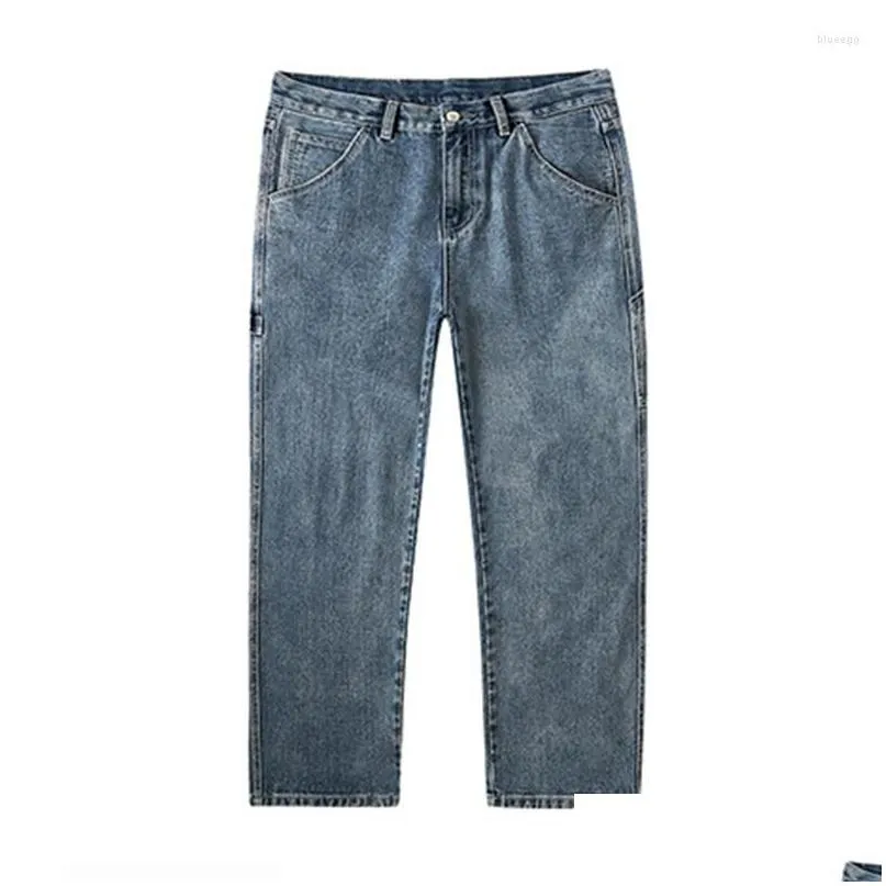 Men`s Jeans Oversized Wide Leg Men Solid Straight Long Denim Pants 2023 Spring Baggy Daddy Trousers Large Size Menswear Original B171