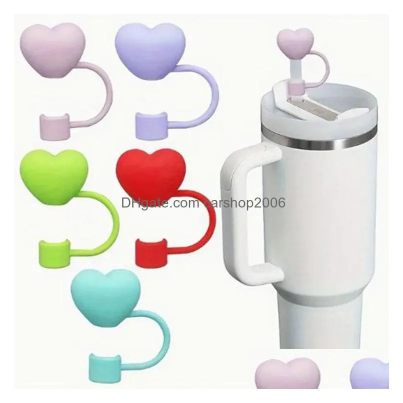 12 styles love heart shape candy colors straw toppers accessories dust plug cover cap in stock 10mm