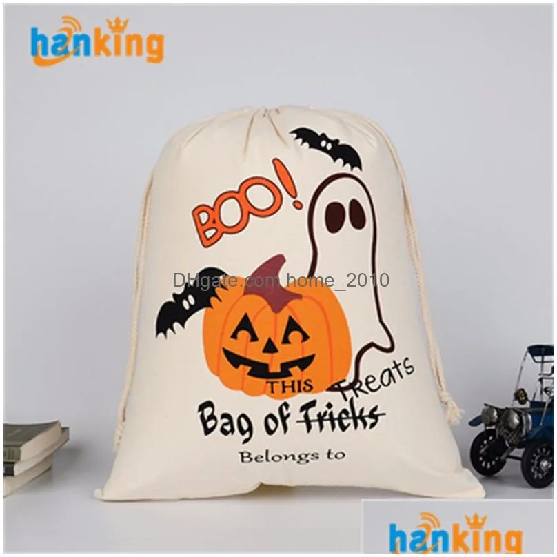 halloween gift bags large cotton canvas handbags festives pumpkin devil spider printed candy bag sack bags christmas