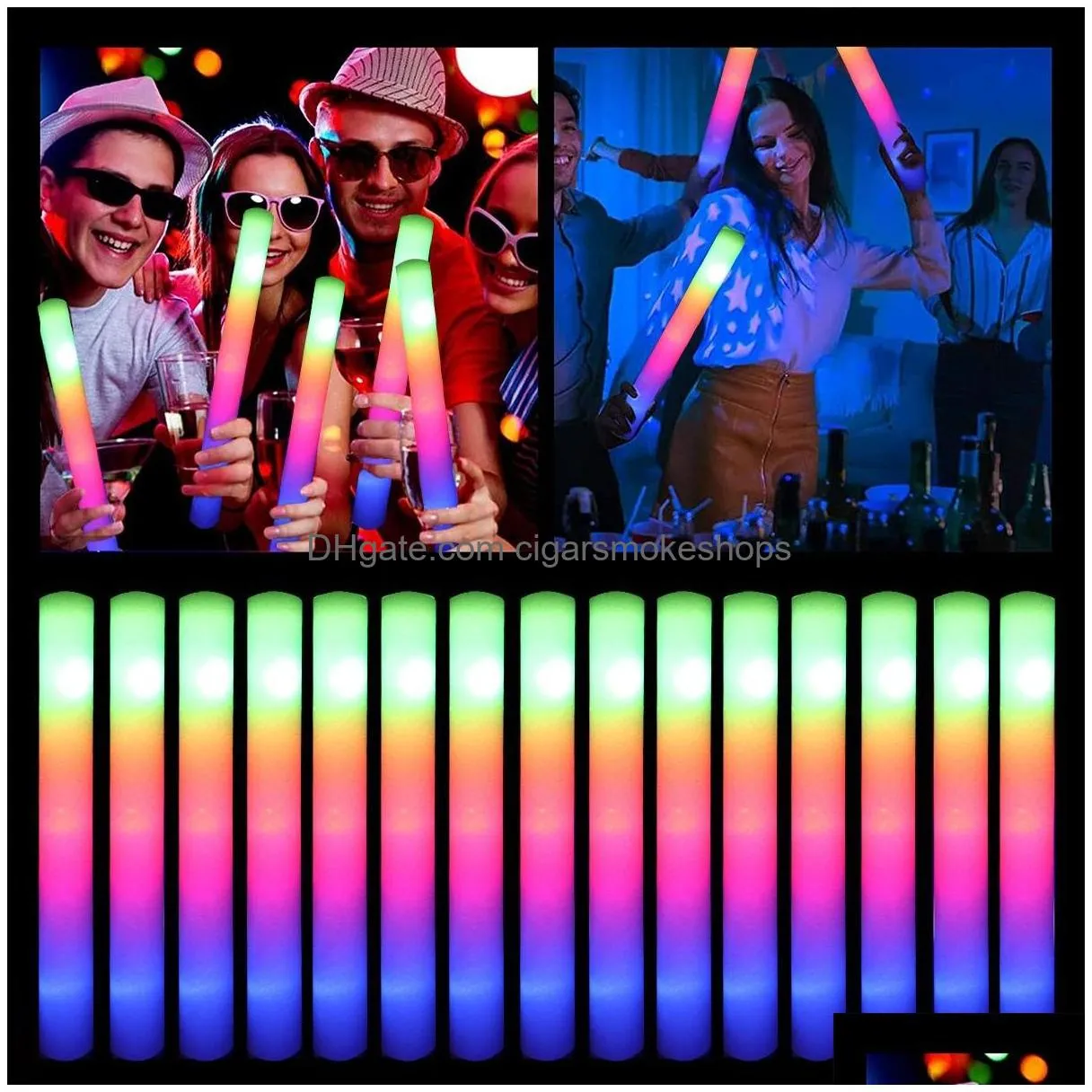 Other Event & Party Supplies Rgb Led Foam Stick Cheer Tube Colorf Light Glow In The Dark Birthday Wedding Festival Decorations Drop De Dhrf6