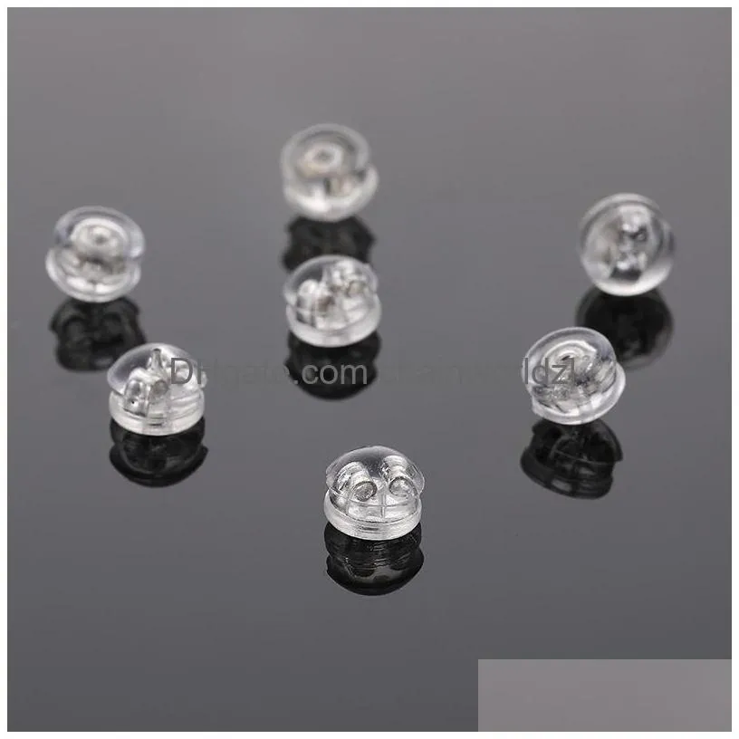 Earring Back 50Pcs/Bag Round Shape Sile Earplugs Stud Backs Support Plug Earrings Jewelry Accessories Drop Delivery Findings Componen Dh4Qr