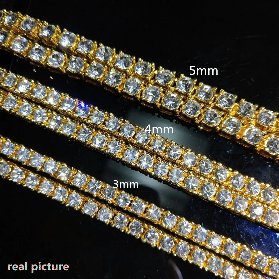 Mens Diamond Iced Out Tennis Chain Necklace Silver Rose Gold Chains Hip Hop Moissanite Chain Necklaces Jewelry 3mm 4mm 5mm