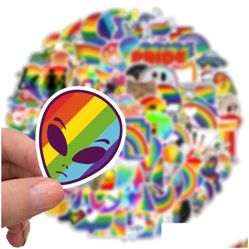 Car Stickers 100 Pcs Gay Pride Rainbow For Lgbtq Az078Ht204 Drop Delivery Automobiles Motorcycles Exterior Accessories Dhd9N