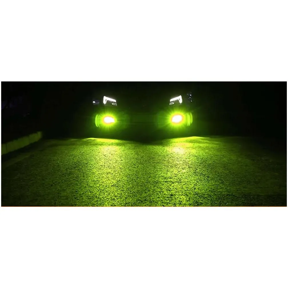 New Car Led Front Fog Lamp Bulb Super Bright H11 9006 881 H3 Two-Color Flash Fog Lamp Red Blue White Pink Green Yellow 3030 chip