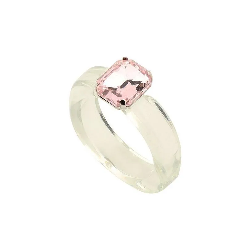 2021 Resin Rhinestone Women Girls Acrylic Wedding Ring Set for Couple Jewelry