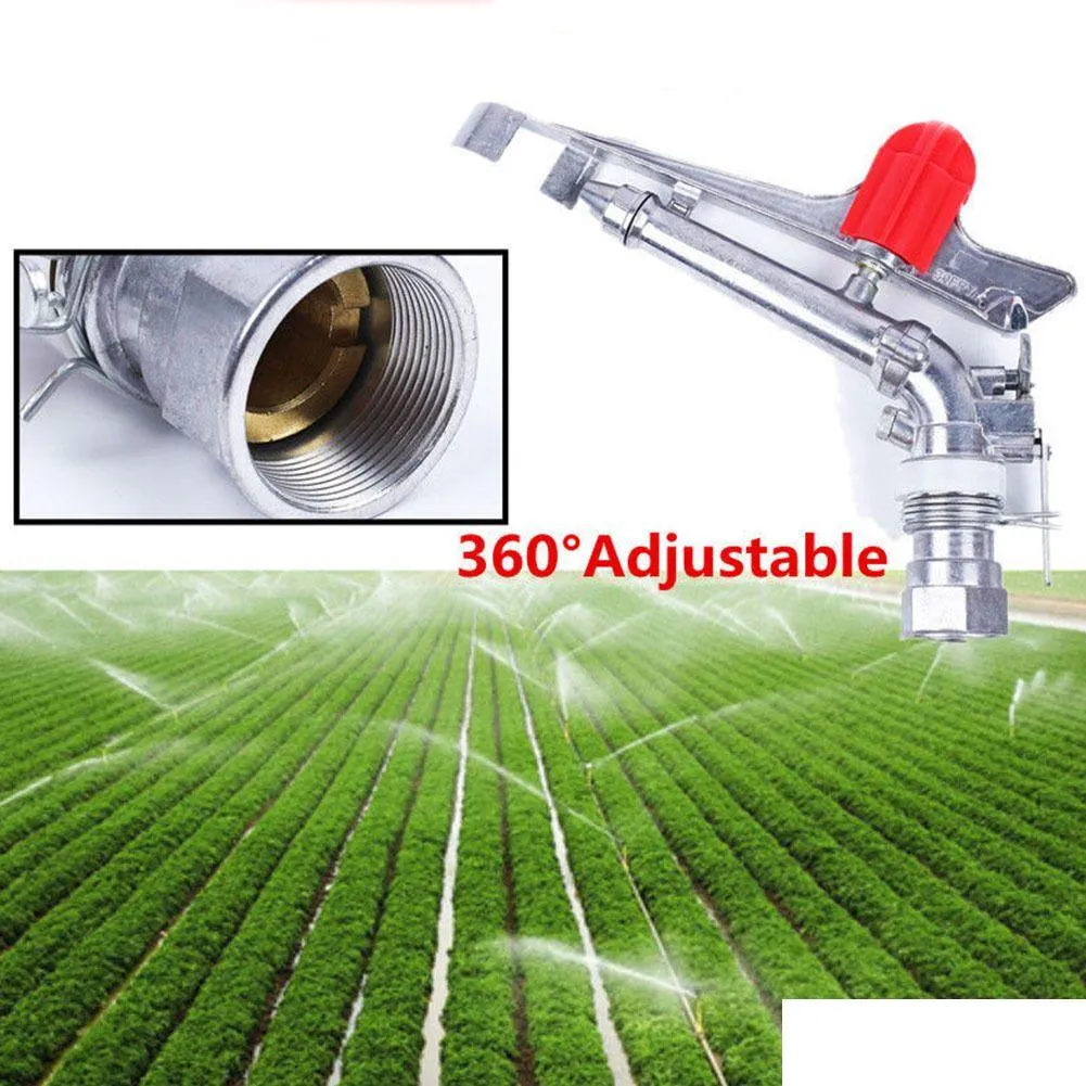 1.5`` Garden Zinc Alloy Portable Spray Durable Water Lawn Impact Sprinkler Gun 360° Adjustable Irrigation Y200106