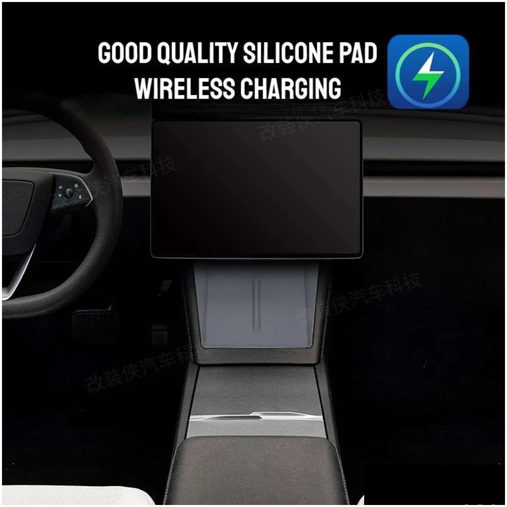 New For Tesla Model 3+ Highland 2024 Wireless Charging Panel Center Console Silicone Pad Non-slip Interior Accessories